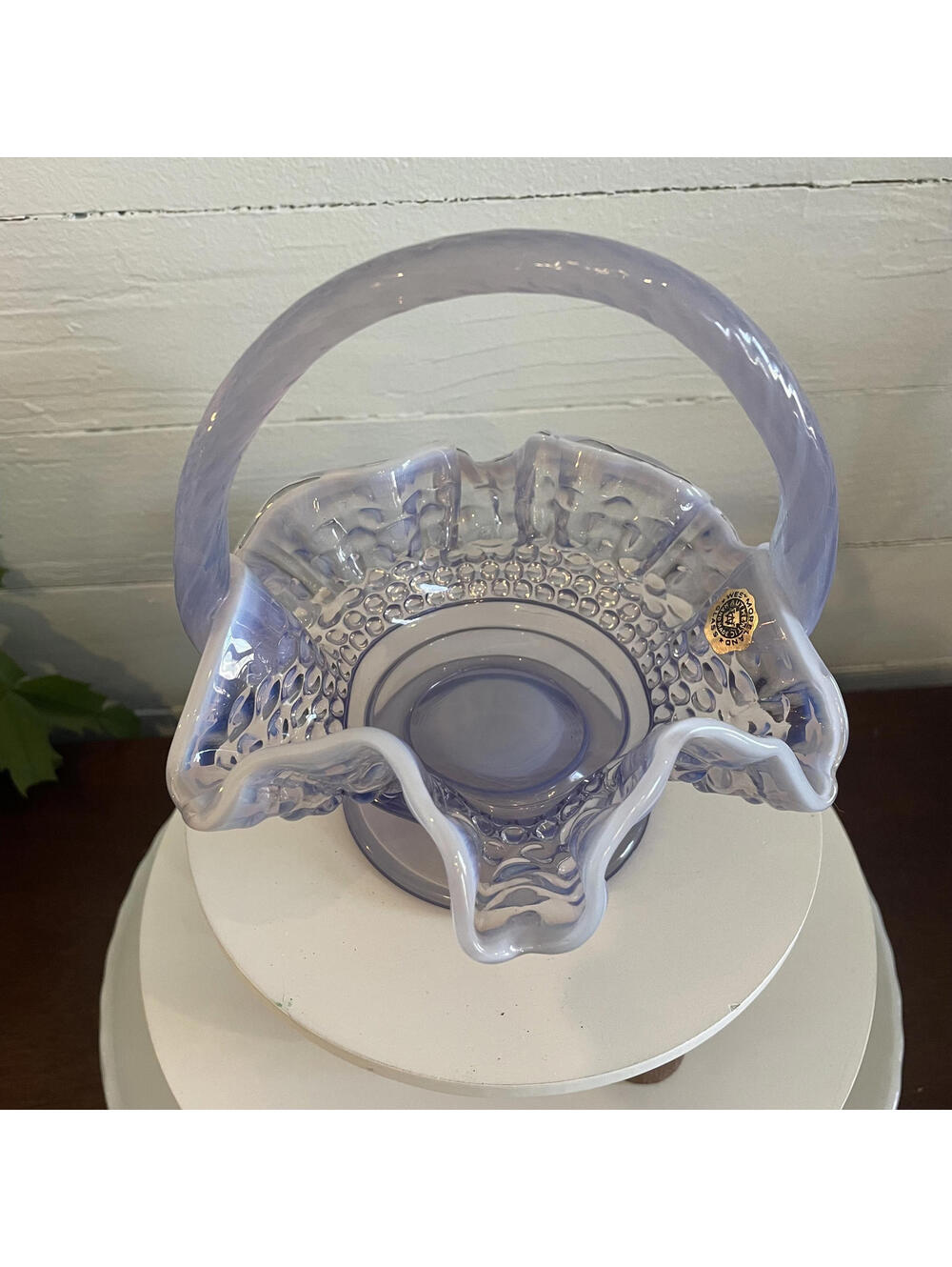 Westmoreland Purple Opalescent Glass Basket